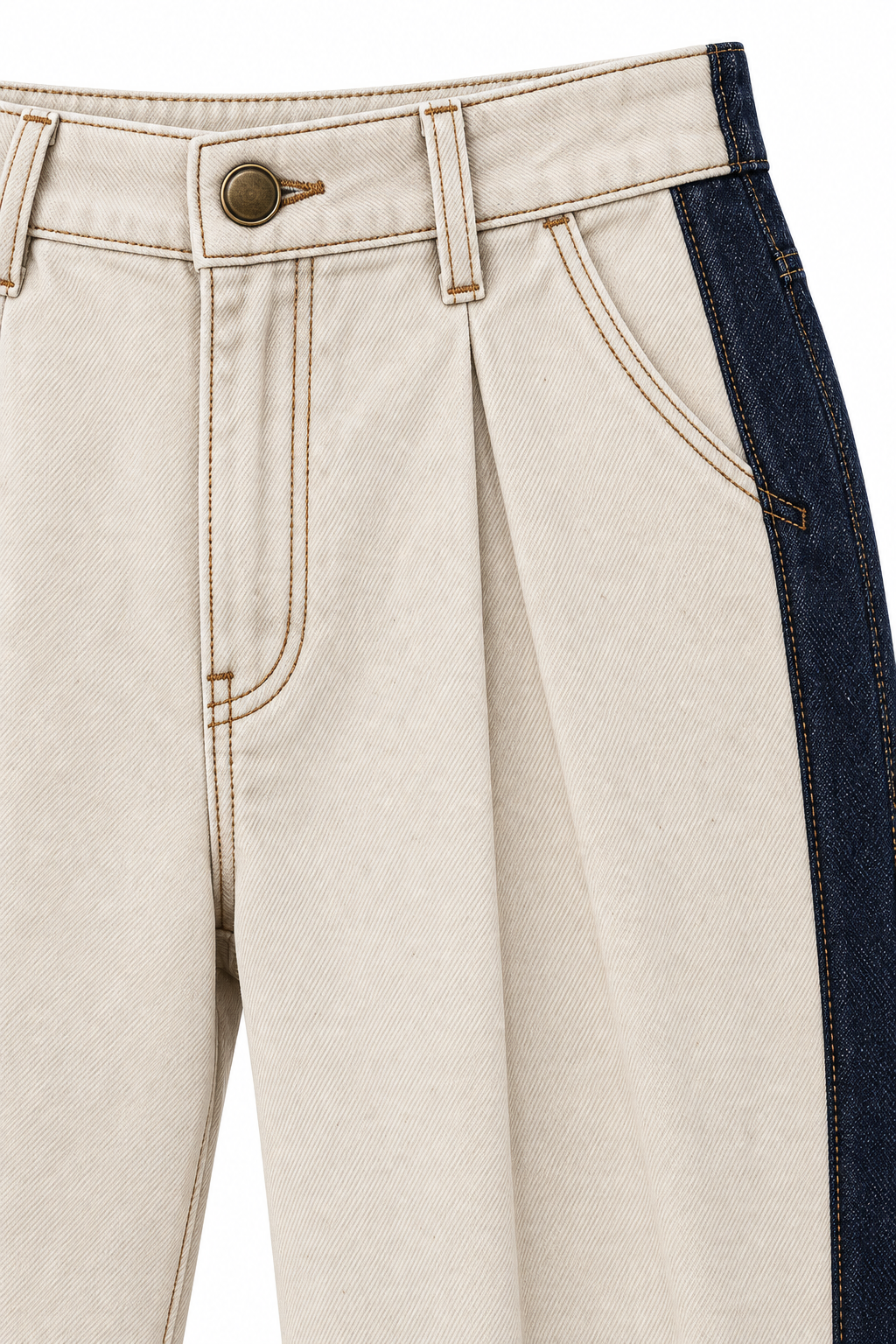 The Livia Contrast-Panel Straight-Leg Jean