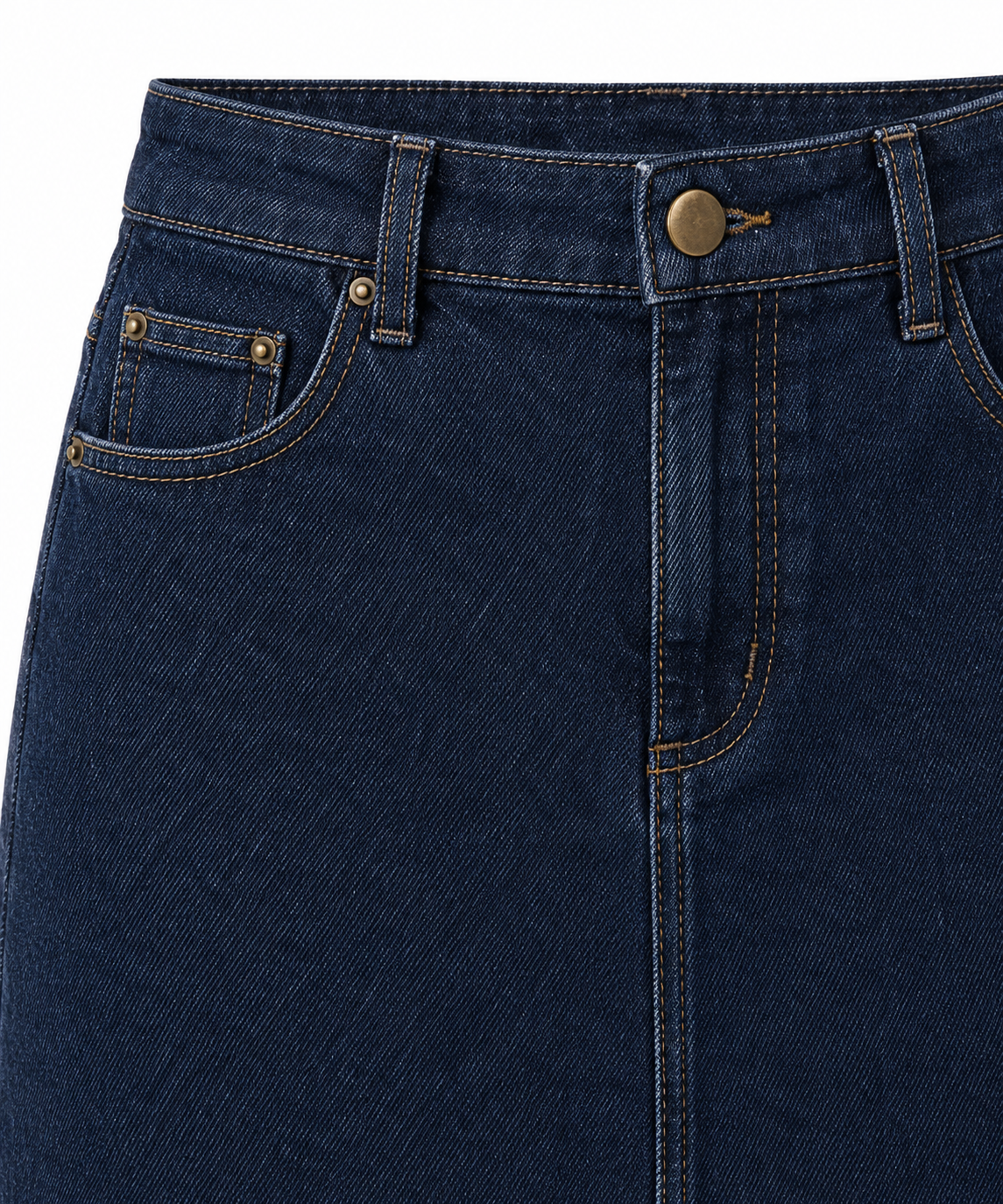 The Celeste Front-Slit Denim Midi Skirt
