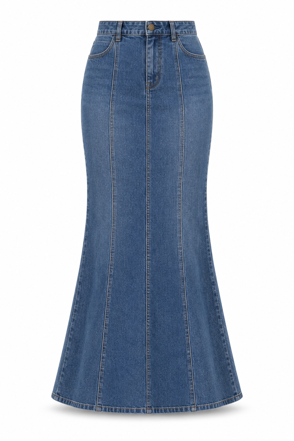 The Sloane Paneled Denim Maxi Skirt