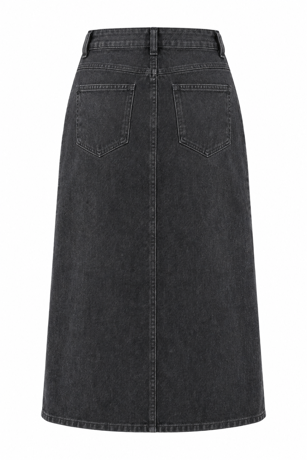 The Noelle Button-Front Denim Midi Skirt