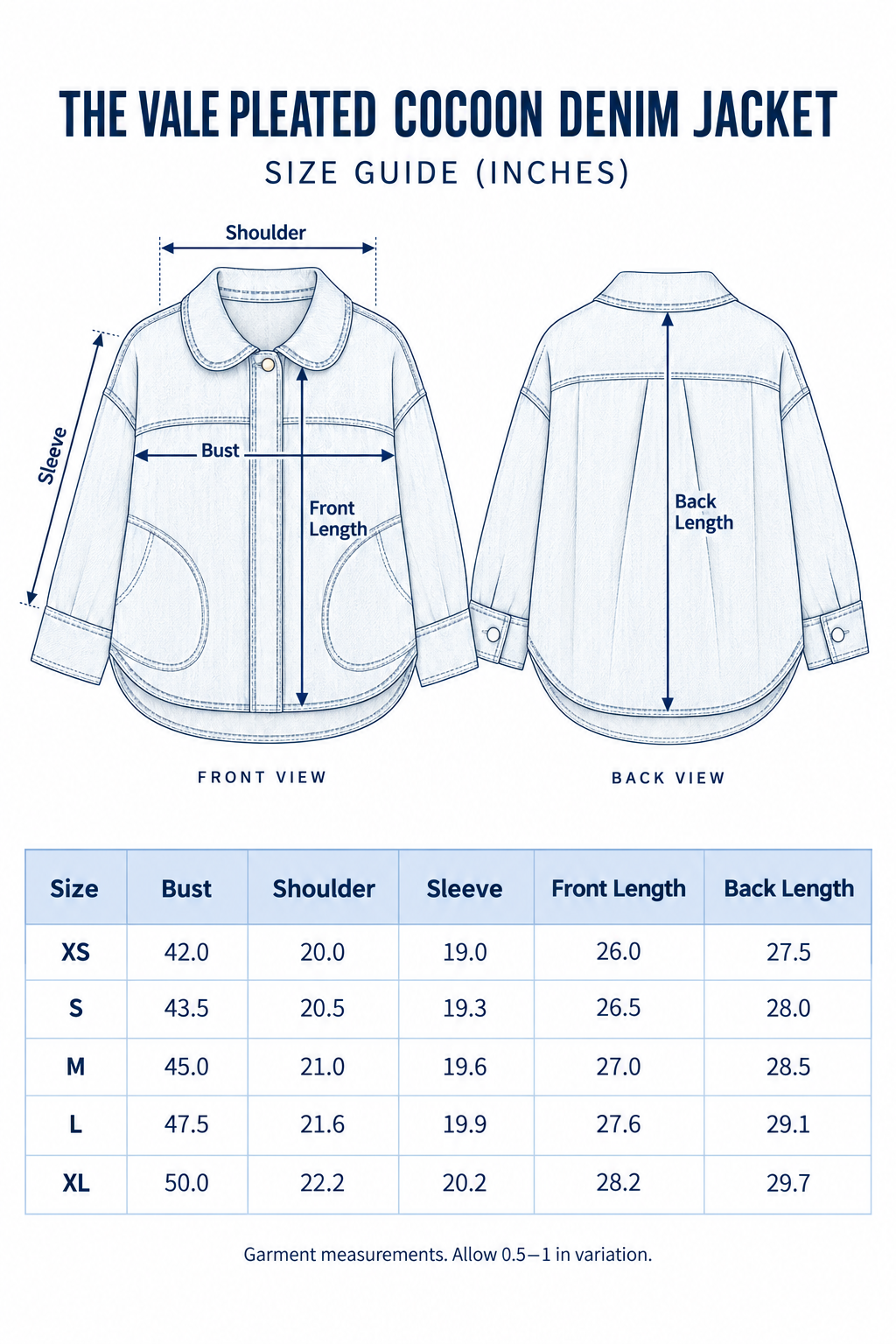 The Vale Pleated Cocoon Denim Jacket