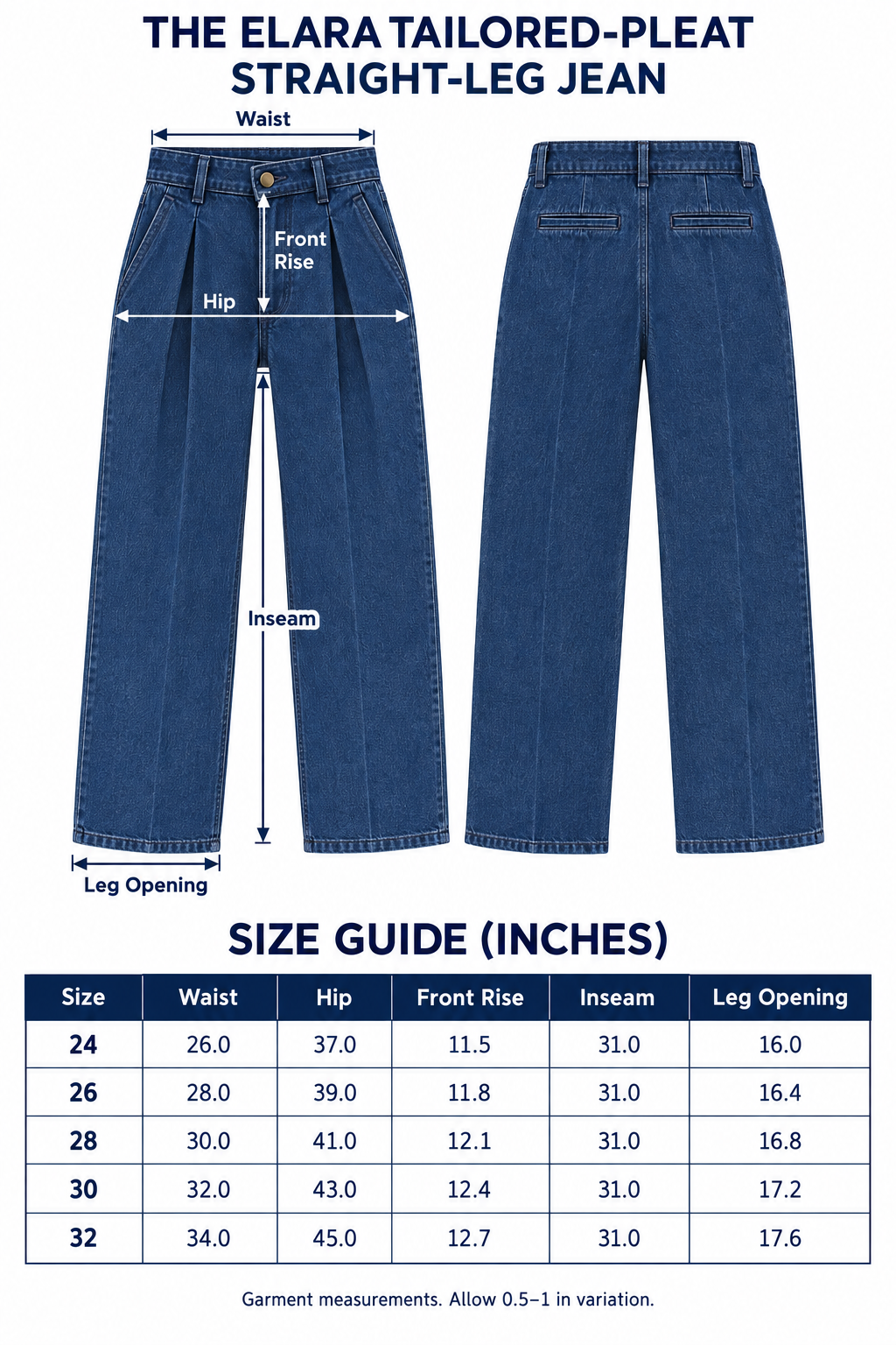 The Elara Tailored-Pleat Straight-Leg Jean