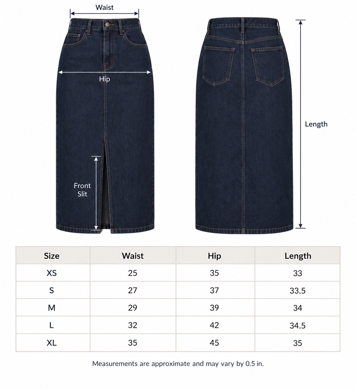 The Celeste Front-Slit Denim Midi Skirt