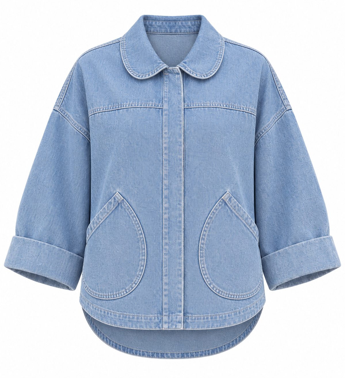 The Vale Pleated Cocoon Denim Jacket