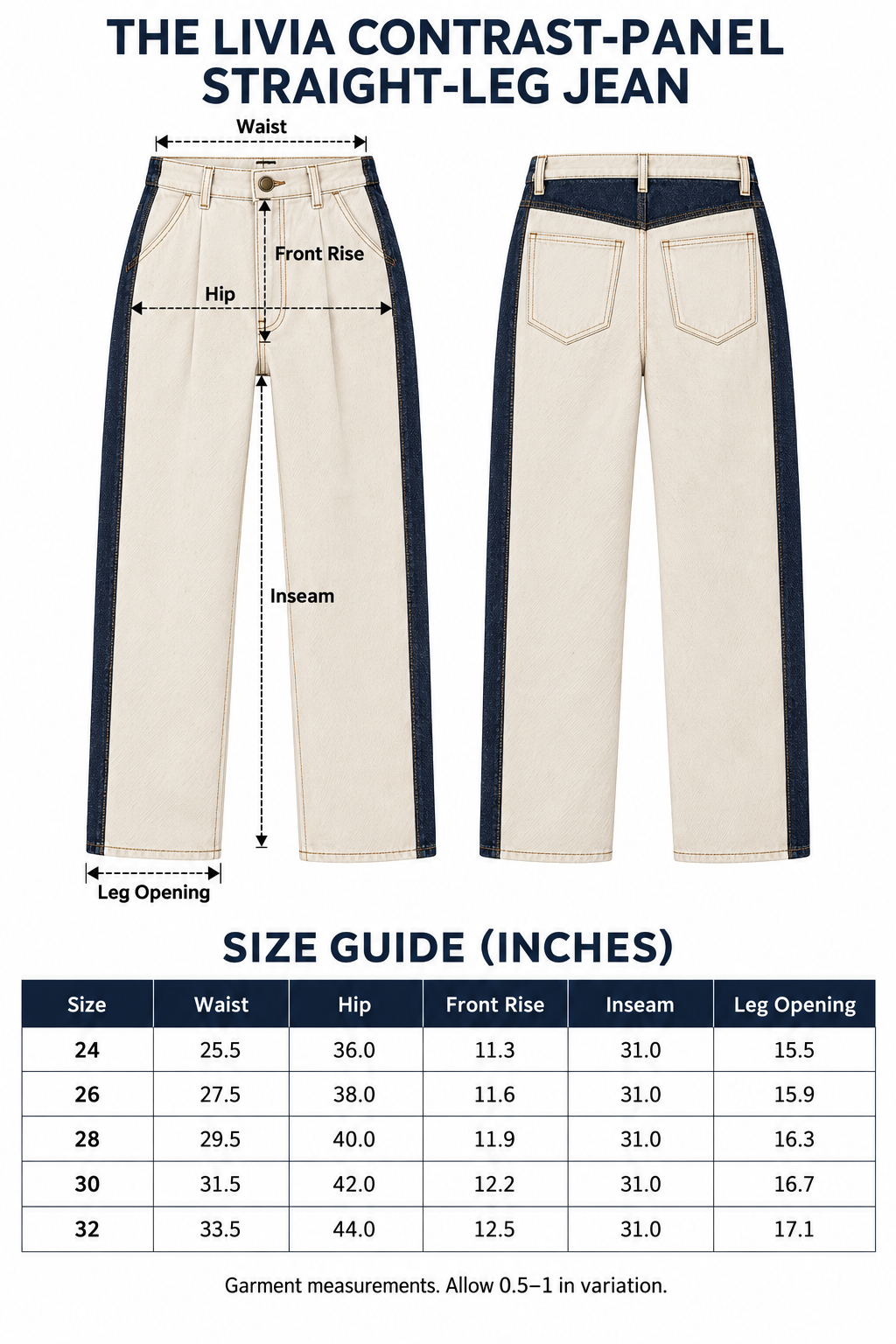 The Livia Contrast-Panel Straight-Leg Jean
