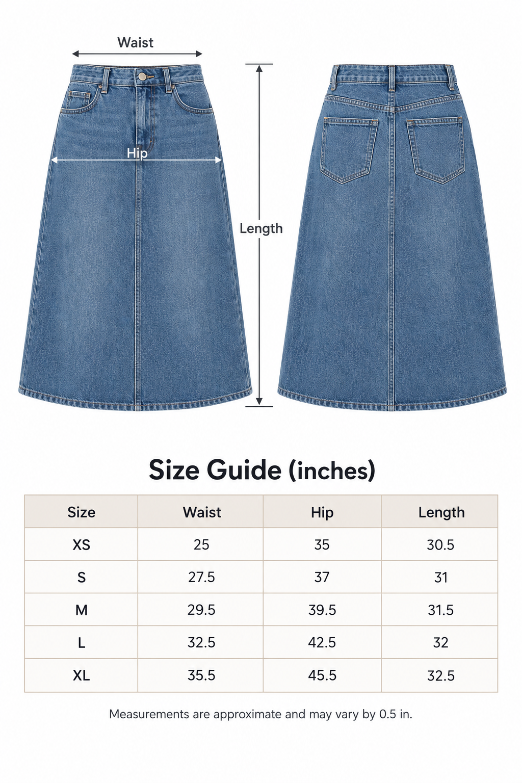 The Amelie A-Line Denim Midi Skirt