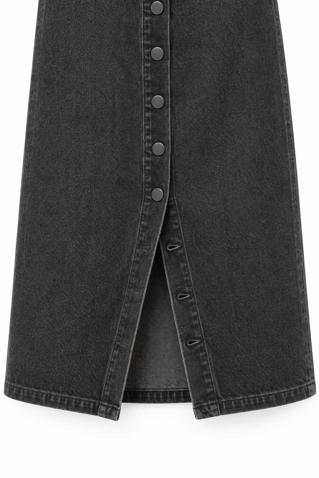 The Noelle Button-Front Denim Midi Skirt
