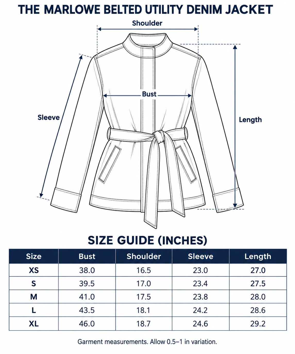 The Marlowe Belted Utility Denim Jacket