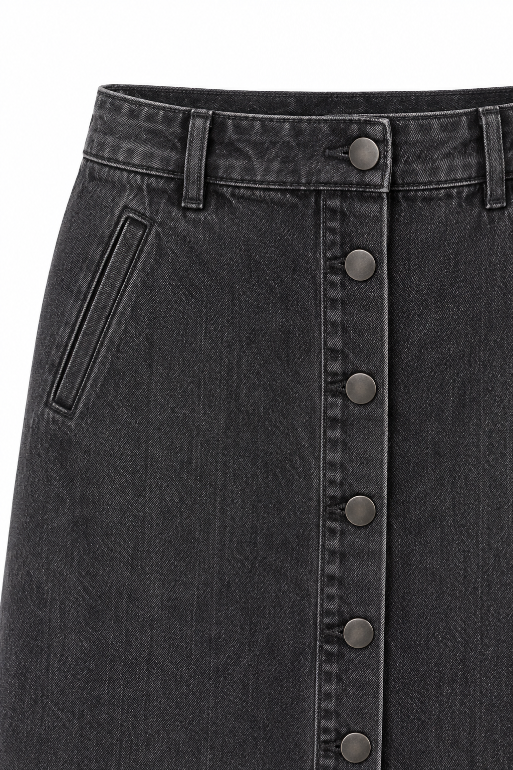 The Noelle Button-Front Denim Midi Skirt