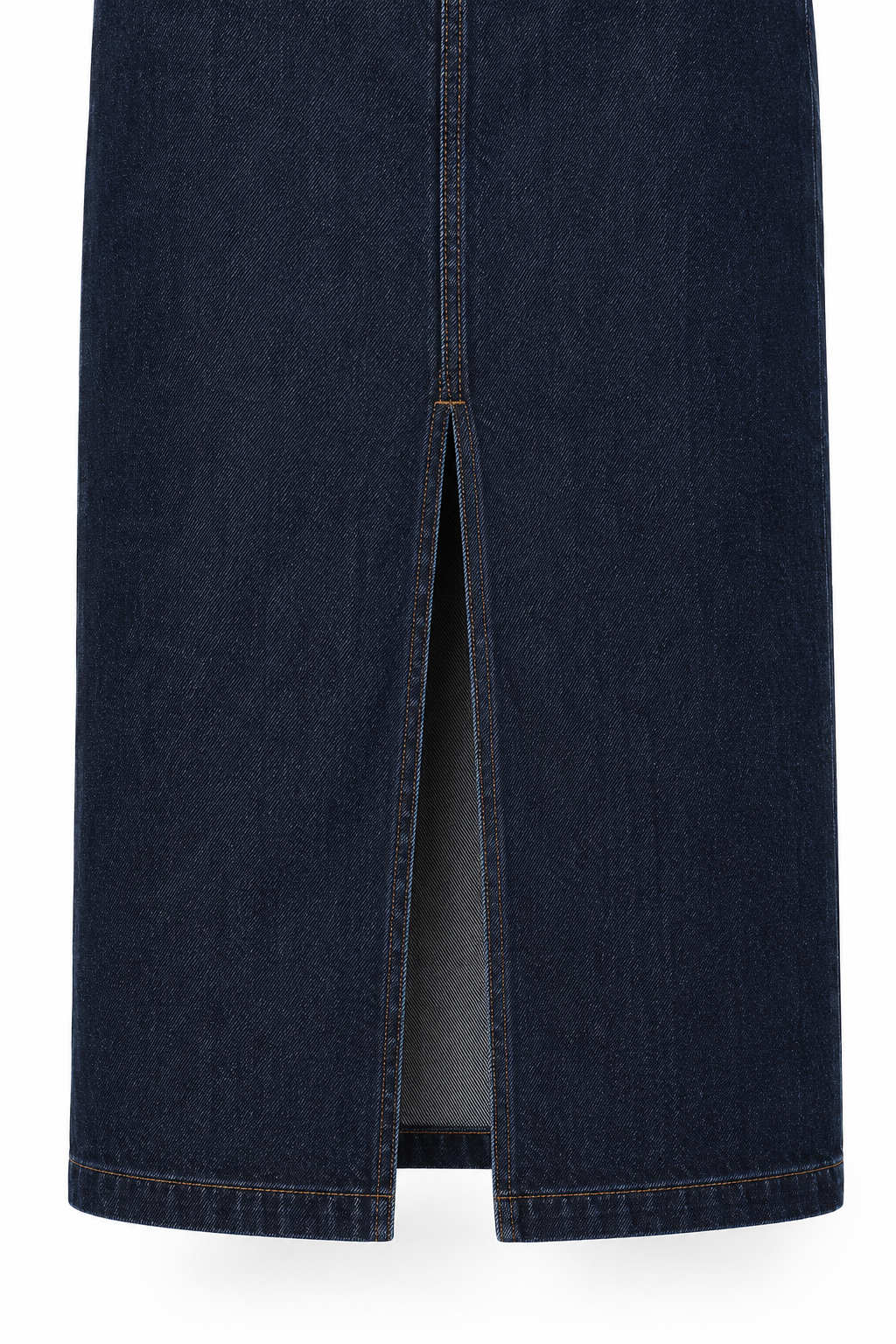The Celeste Front-Slit Denim Midi Skirt