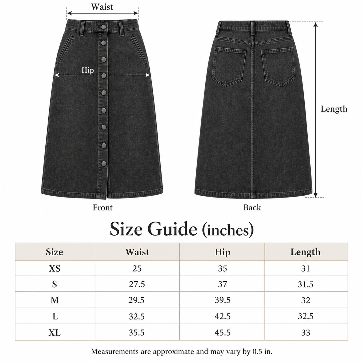 The Noelle Button-Front Denim Midi Skirt