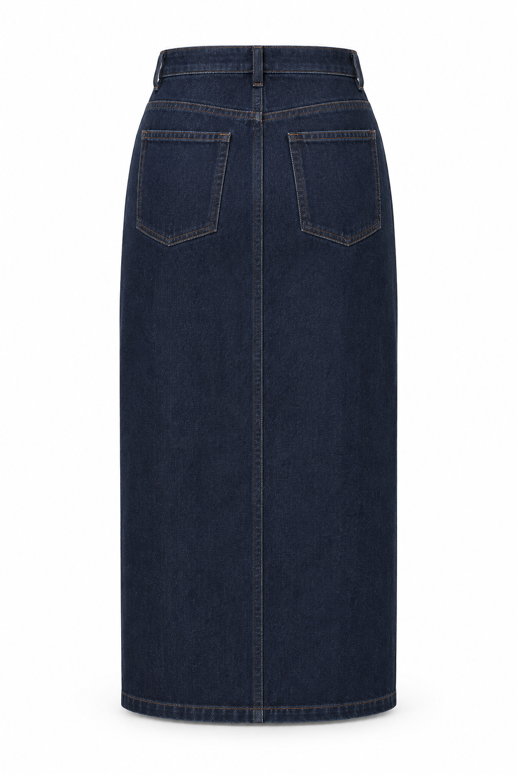 The Celeste Front-Slit Denim Midi Skirt