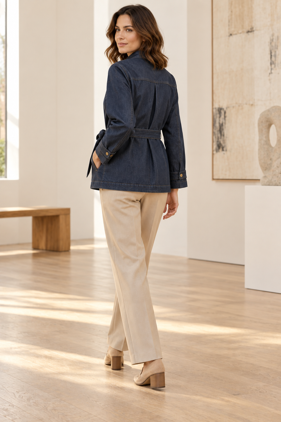 The Marlowe Belted Utility Denim Jacket
