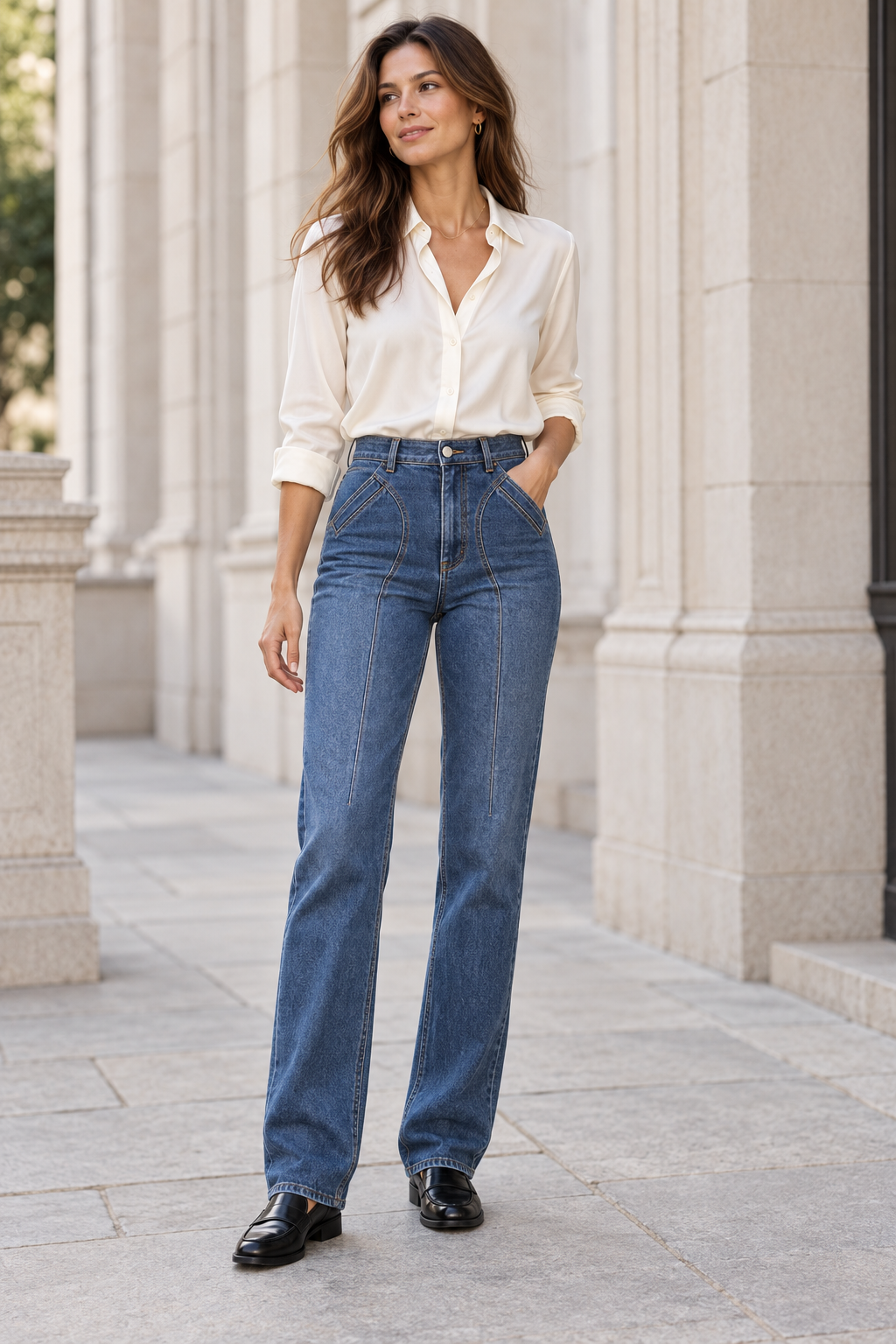 The Rowan Sculpted-Seam Straight-Leg Jean