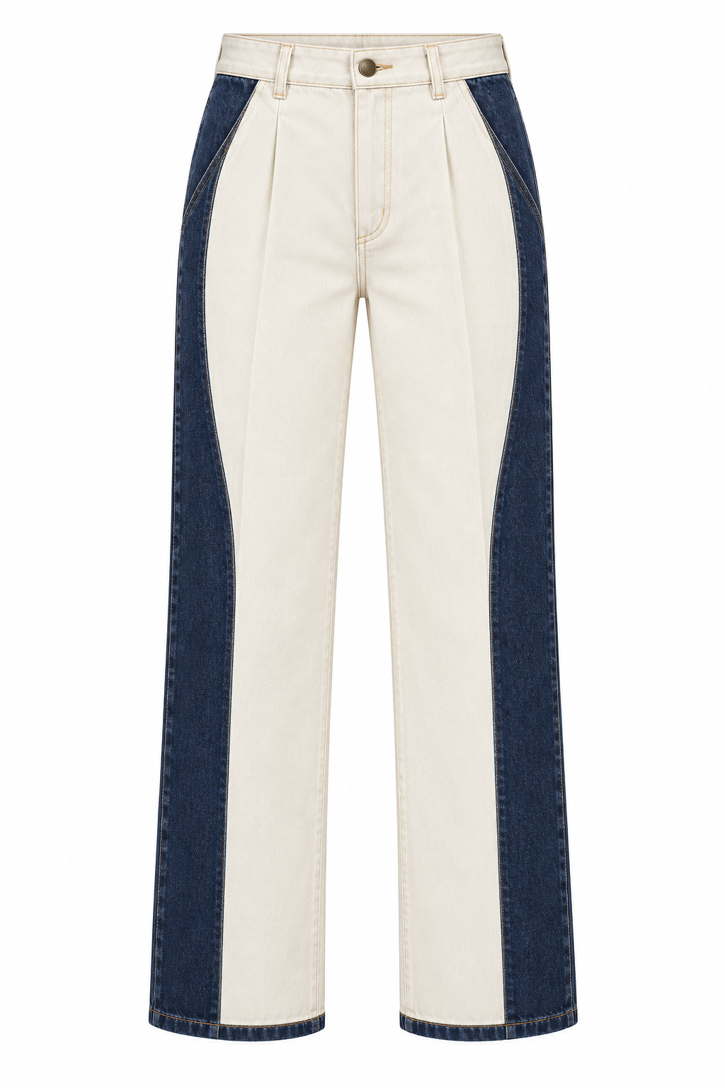 The Livia Contrast-Panel Straight-Leg Jean